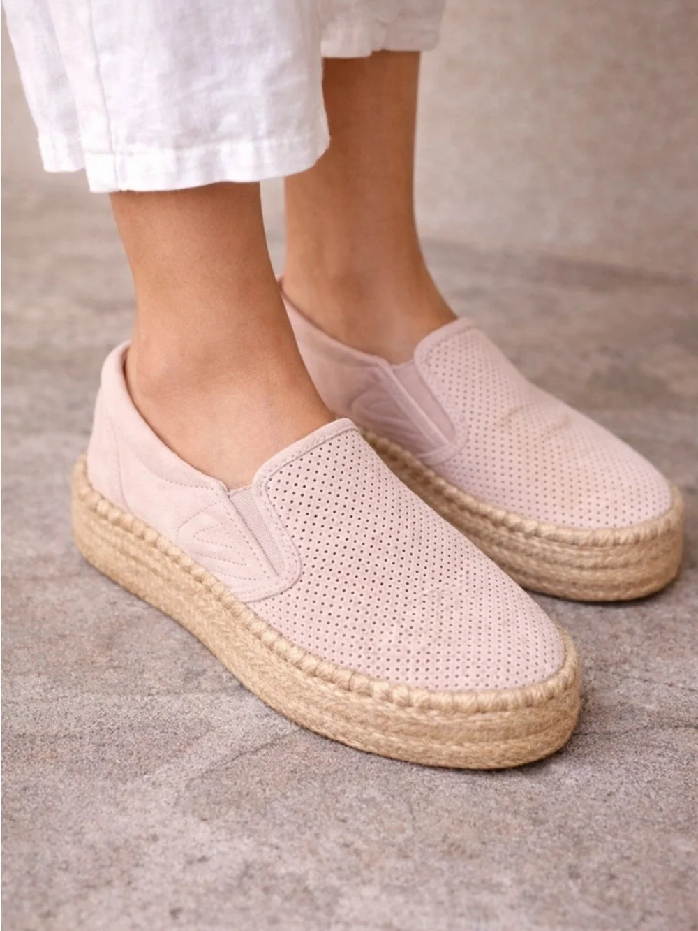 TRETORN EMILIA 3 PLATFORM SUEDE ESPADRILLES BLUSH SIZE 7